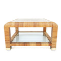 Vintage Bielecky Rattan Coffee Table with Rounded Edges