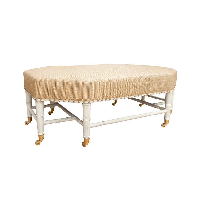Brighton Octagonal Ottoman in Raffia Quadri Natural