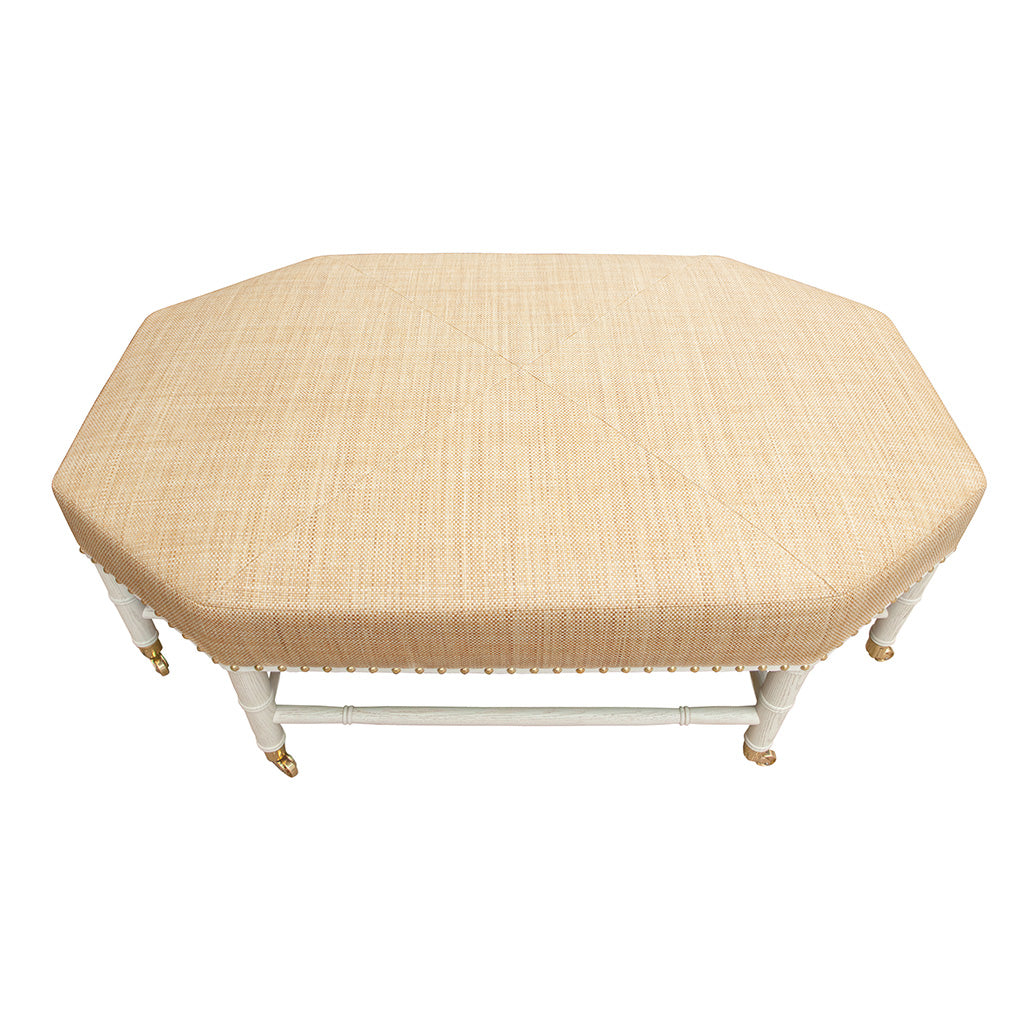 Brighton Octagonal Ottoman in Raffia Quadri Natural