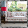 Brighton Straight Back Sofa in Palampore in Sky and Coral