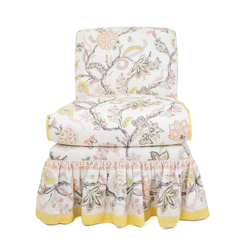 Brighton Slipper Chair In Palampore In Salmon And Roman