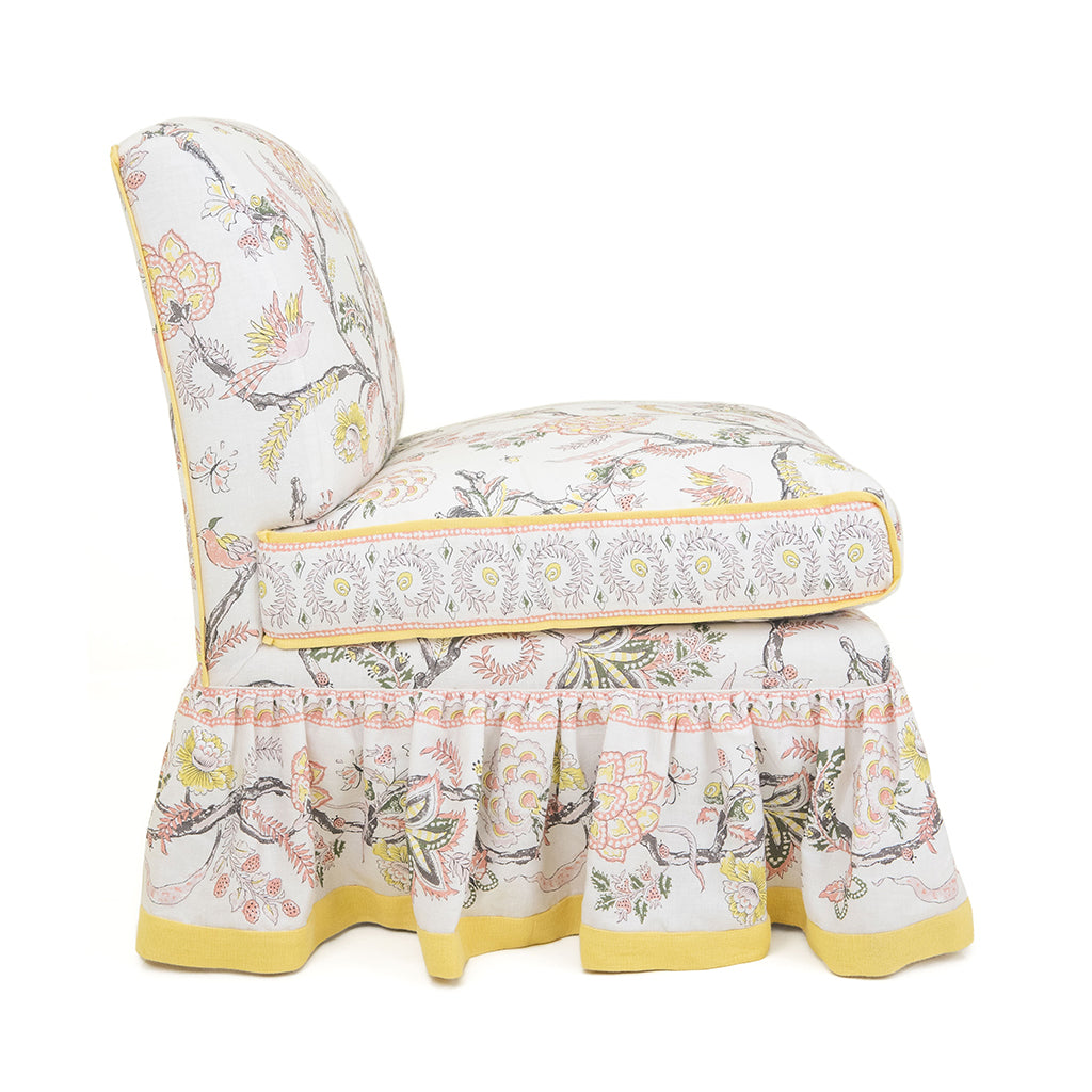 Brighton Slipper Chair In Palampore In Salmon And Roman