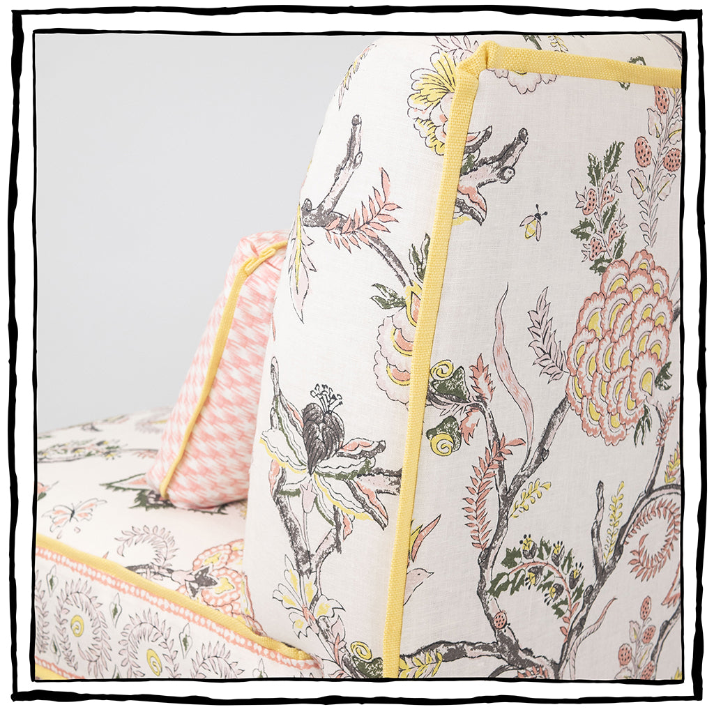 Brighton Slipper Chair In Palampore In Salmon And Roman