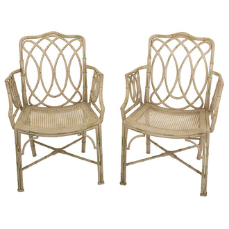 Pair of White Painted Chinoiserie Armchairs Attributed to Colefax and Fowler