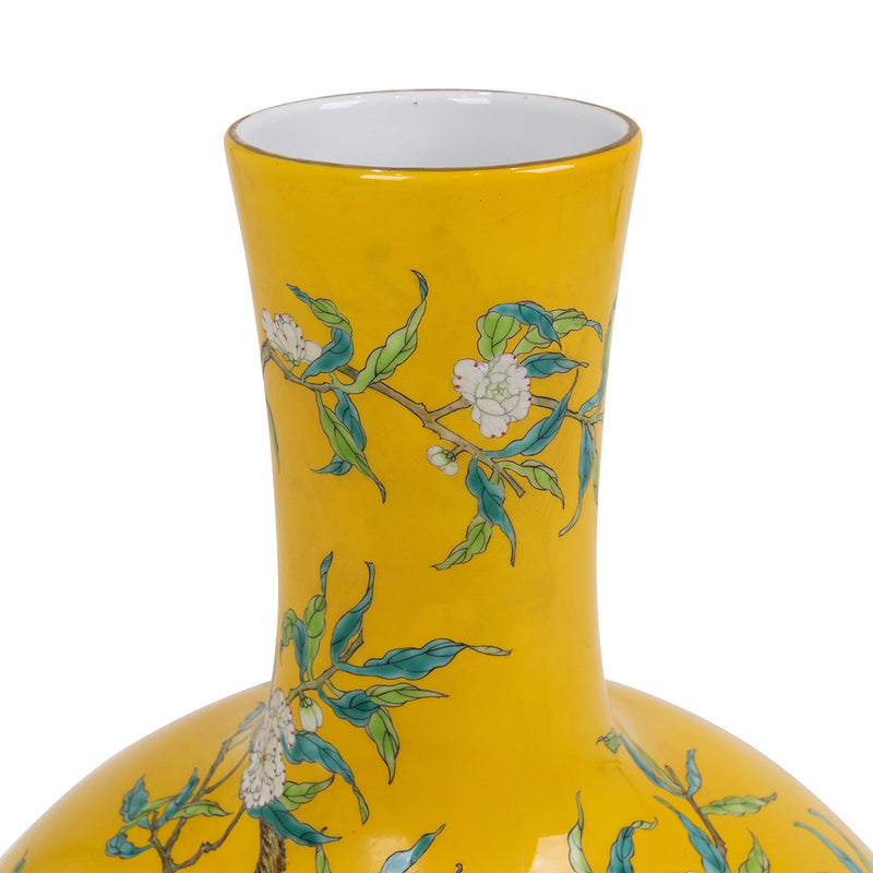 Chinese Famille Jaune Porcelain Bottle Vase