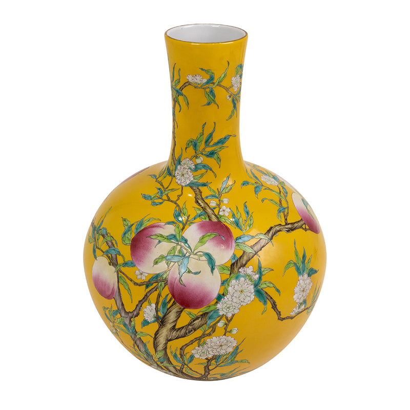 Chinese Famille Jaune Porcelain Bottle Vase