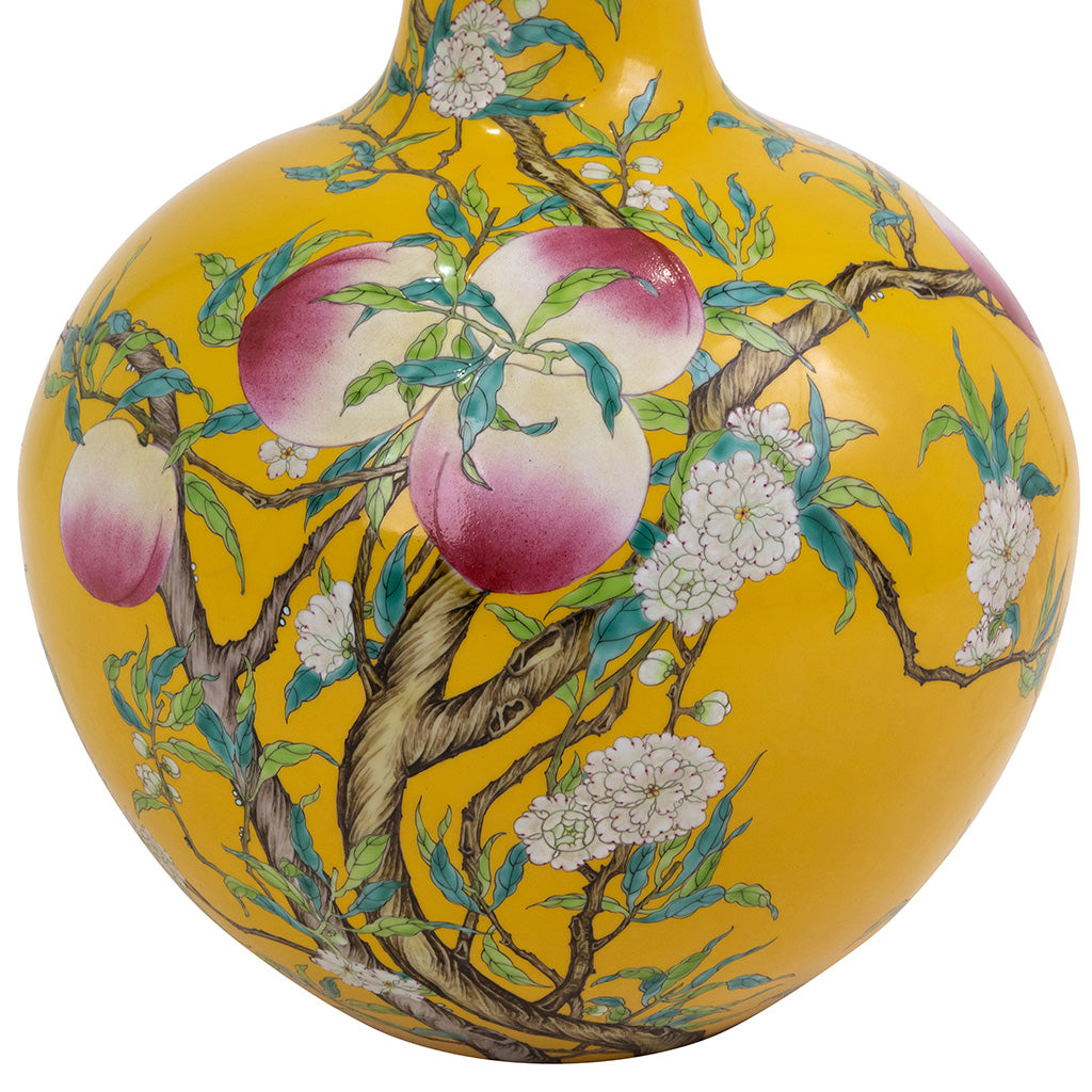 Chinese Famille Jaune Porcelain Bottle Vase