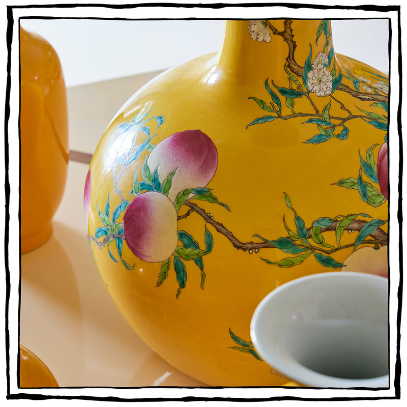 Chinese Famille Jaune Porcelain Bottle Vase