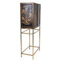 19th Century Japanned Black and Gilt Cabinet on Modern Brass Stand
