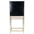 19th Century Japanned Black and Gilt Cabinet on Modern Brass Stand