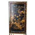 19th Century Japanned Black and Gilt Cabinet on Modern Brass Stand