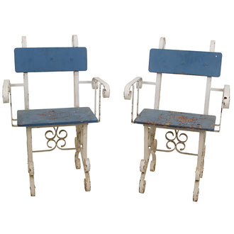 Pair of Scrolled Wrought Iron Chairs