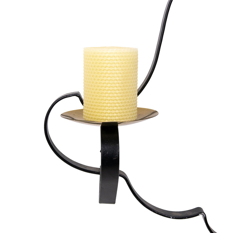 Wrought Iron and Brass Wall-Mounted 5 Candle Sconce