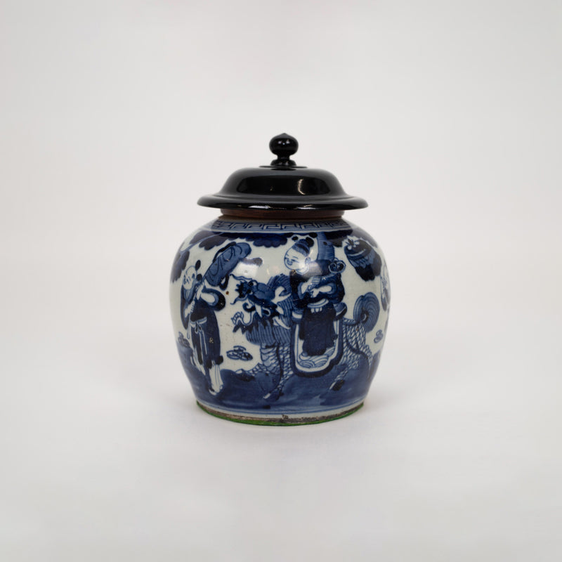 A Chinese Blue and White Porcelain Vase with Wooden Lid