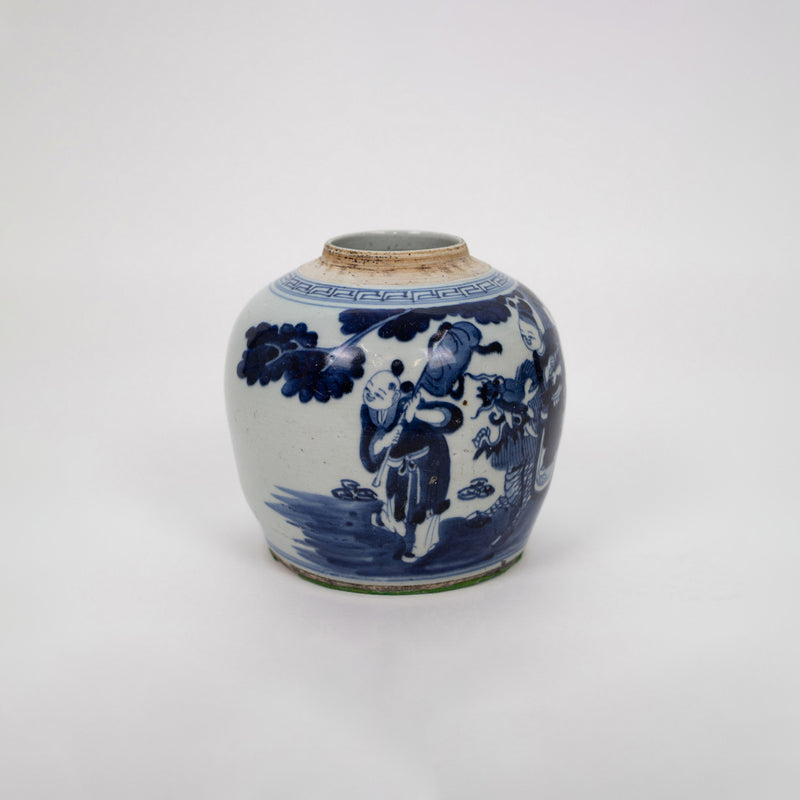 A Chinese Blue and White Porcelain Vase with Wooden Lid