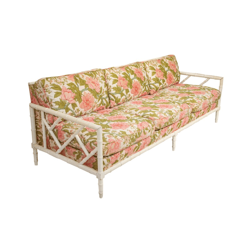 Faux Bamboo Fretwork Sofa, Chair, and Ottoman