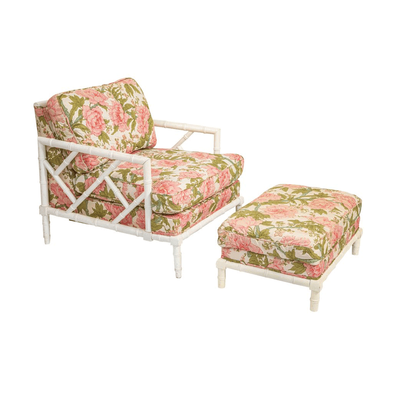 Faux Bamboo Fretwork Sofa, Chair, and Ottoman
