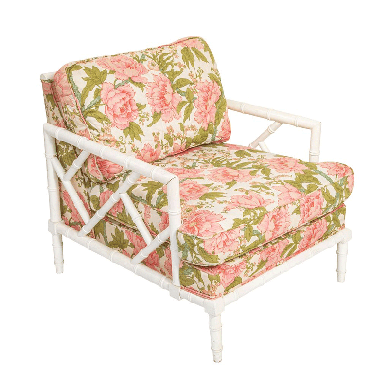 Faux Bamboo Fretwork Sofa, Chair, and Ottoman