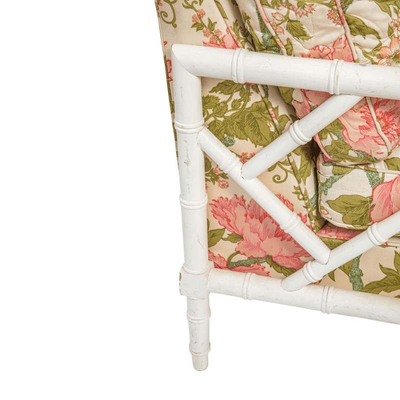 Faux Bamboo Fretwork Sofa, Chair, and Ottoman