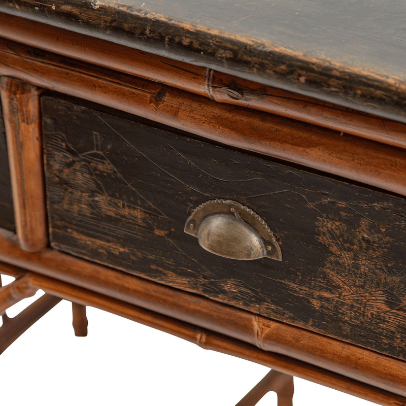 Lacquered Bamboo Chinoiserie Desk