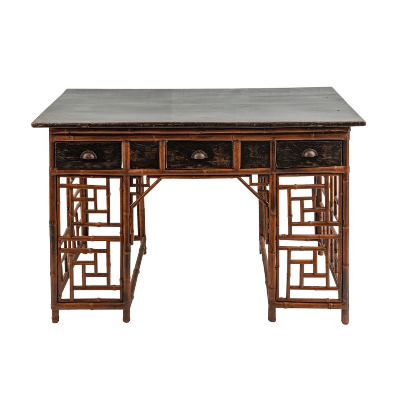 Lacquered Bamboo Chinoiserie Desk