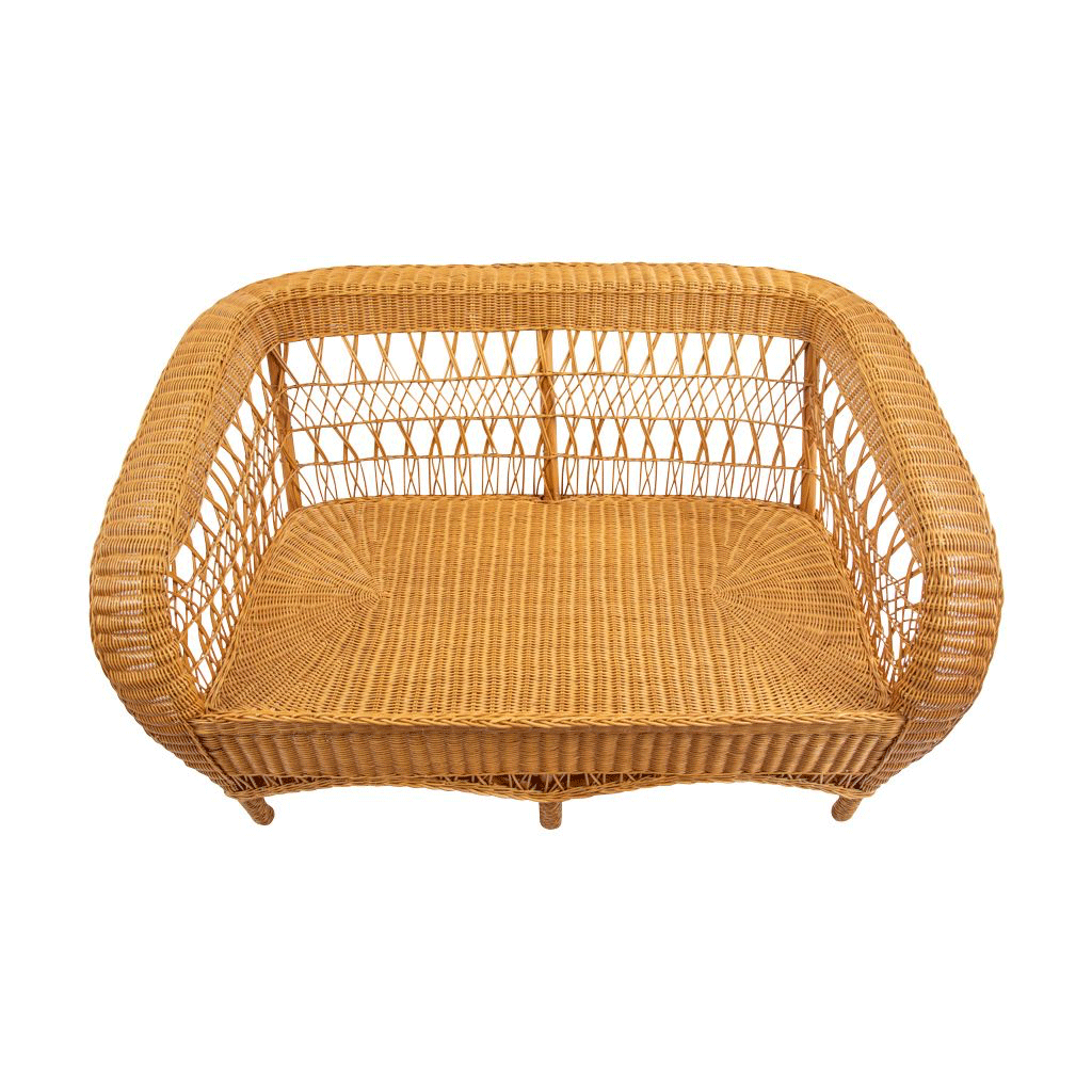 Vintage Bielecky Wicker & Rattan Love Seat