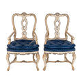 A Pair of Italian Rococo-Style Carved and Painted Fauteuils