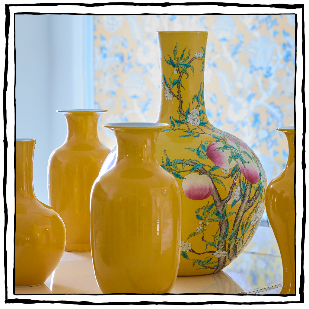 Chinese Famille Jaune Porcelain Bottle Vase