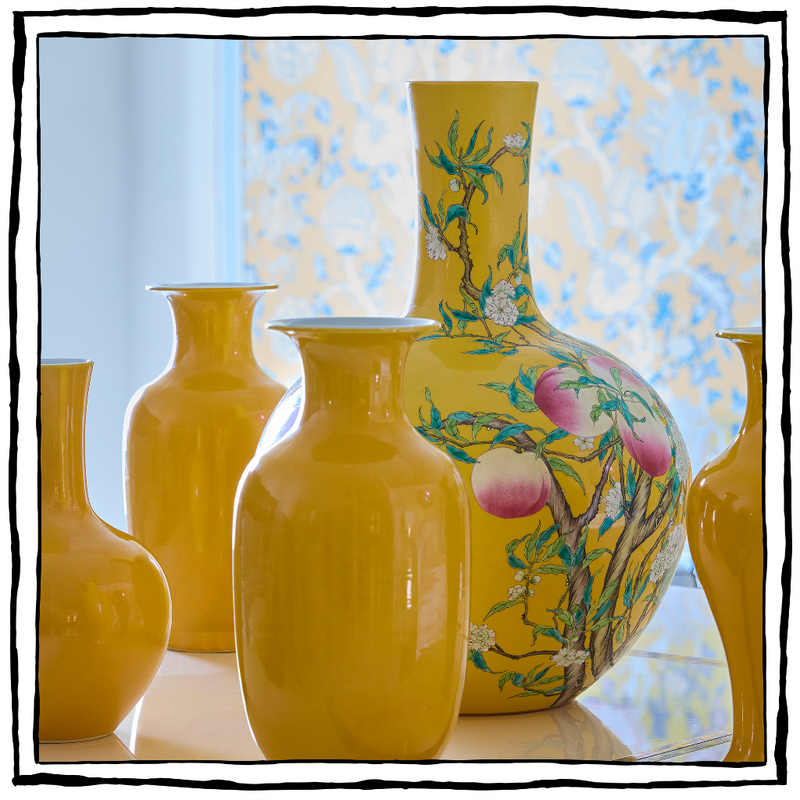 Chinese Famille Jaune Porcelain Bottle Vase