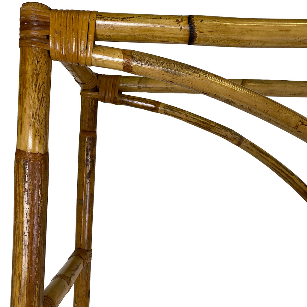 A Pair of Bamboo Half Moon Étagères with Glass Shelves