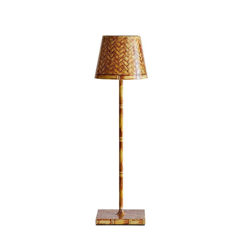 Hand-Painted Faux-Bamboo Wireless Table Lamp