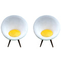 Pair of Mid-Century Upholstered Bucket Chairs