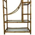 A Pair of Bamboo Half Moon Étagères with Glass Shelves