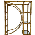 A Pair of Bamboo Half Moon Étagères with Glass Shelves