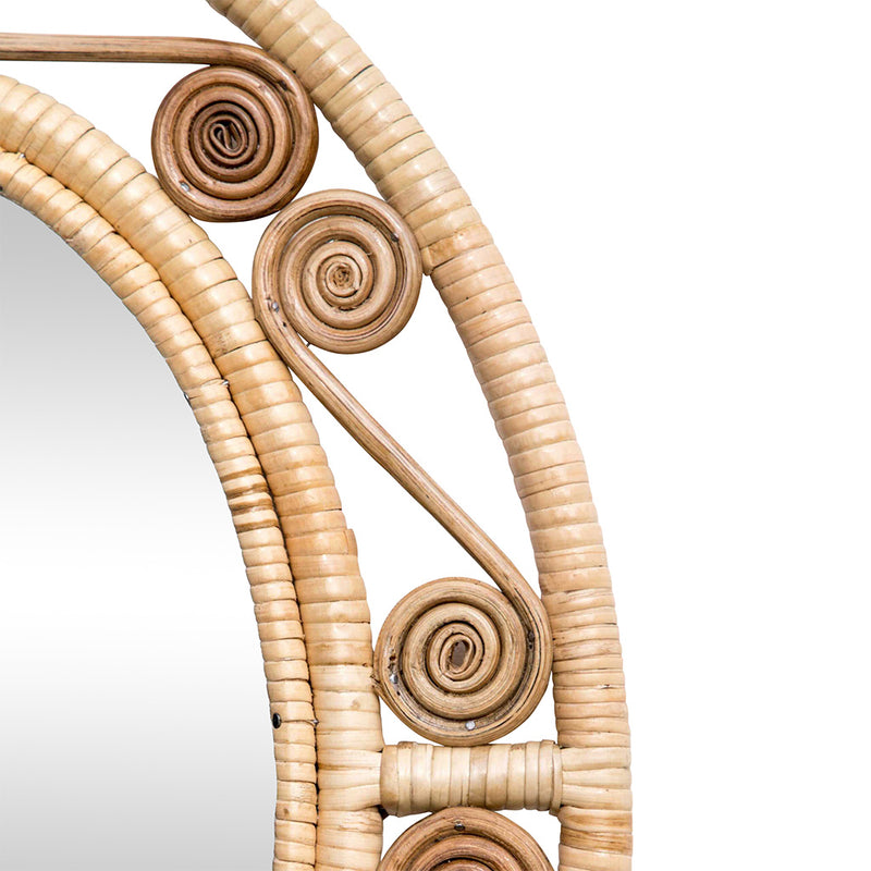 Rattan Swirl Oval Mirror