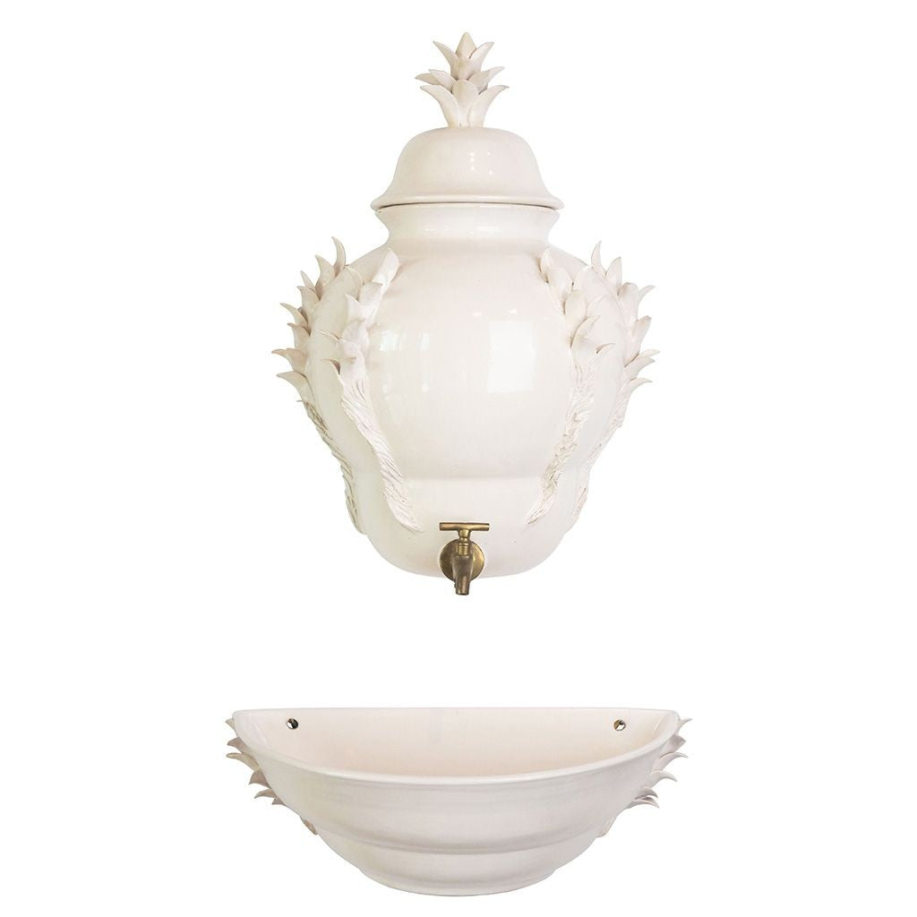 Vintage White Faience Fountain by Jean Roger