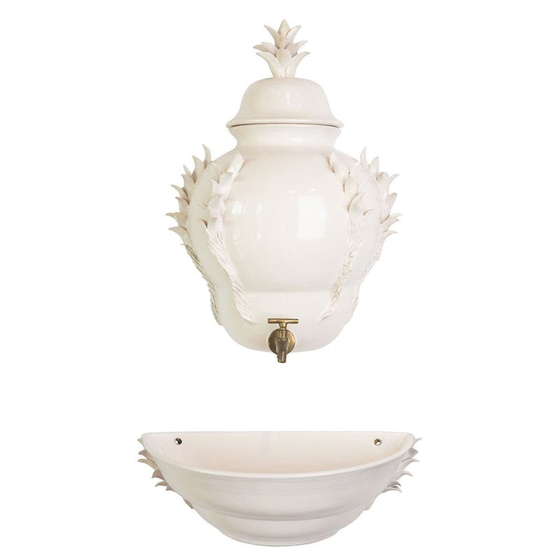 Vintage White Faience Fountain by Jean Roger