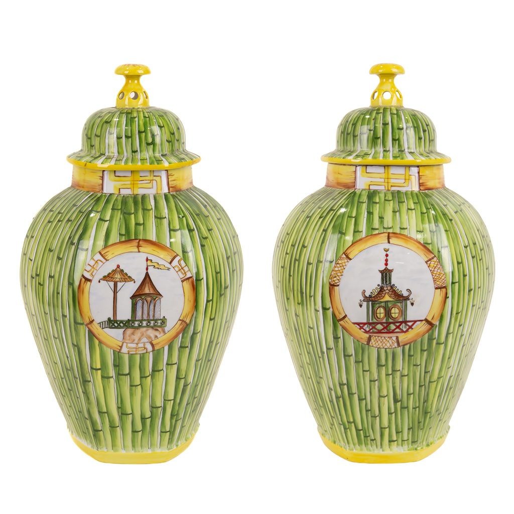 Pair of Limoges Porcelain Ginger Jars