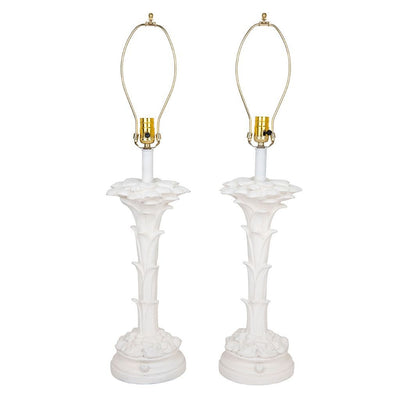 Pair of White Plaster Palm Shaped Table Lamps