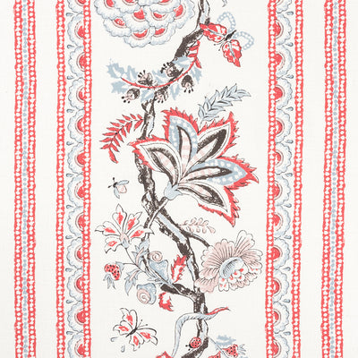 Palampore Stripe - Sky & Coral (Memo)