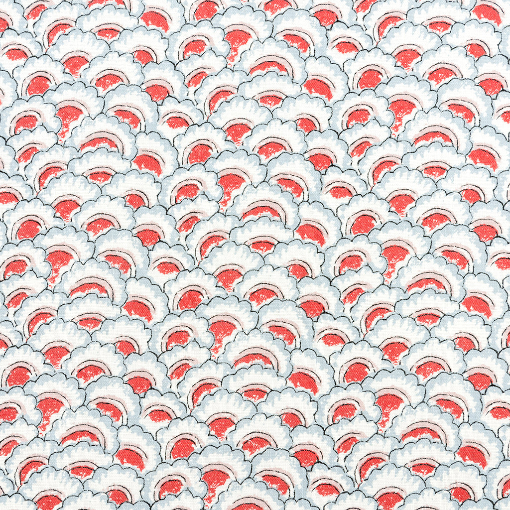 Palampore Petal - Sky & Coral (Memo)