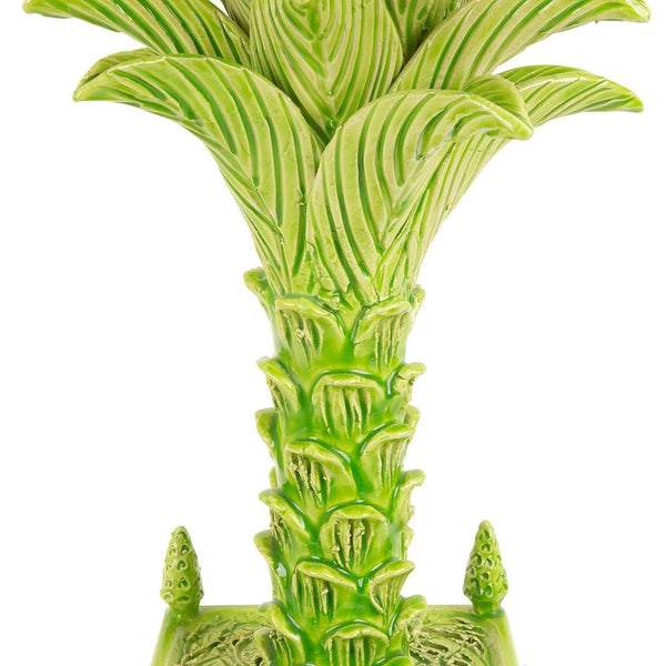 A Vintage Green Faience Palm Tree Lamp by Jean Roger