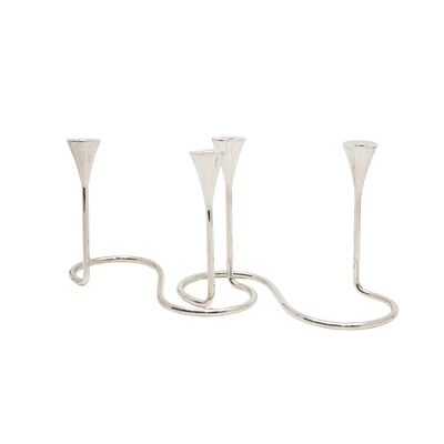 A Pair of Sterling Silver Modern Candelabras