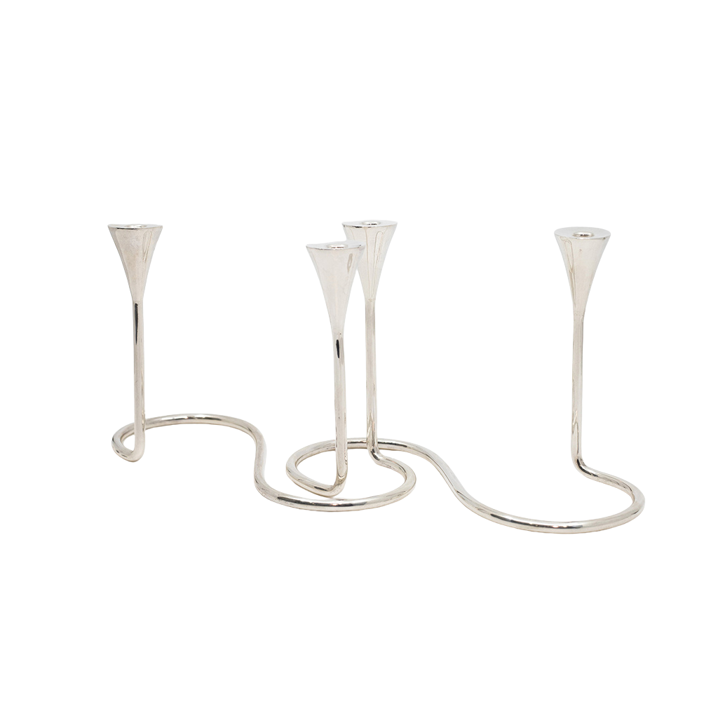 A Pair of Sterling Silver Modern Candelabras
