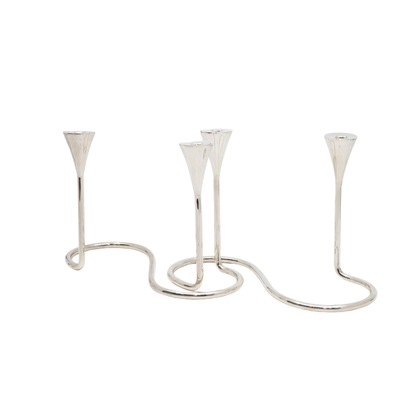 A Pair of Sterling Silver Modern Candelabras