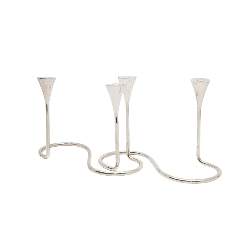A Pair of Sterling Silver Modern Candelabras
