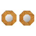 A Pair of Octagonal Shaped Pencil Rattan Mirrors with Brass Accents attributed to Vivai del Sud