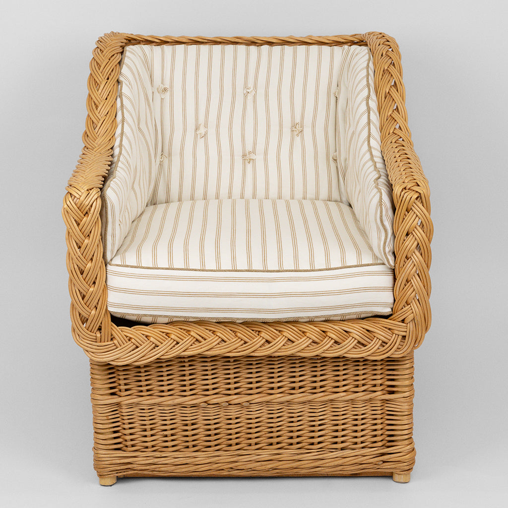 A Pair of Rattan Club Chairs in the Style of Michael Taylor