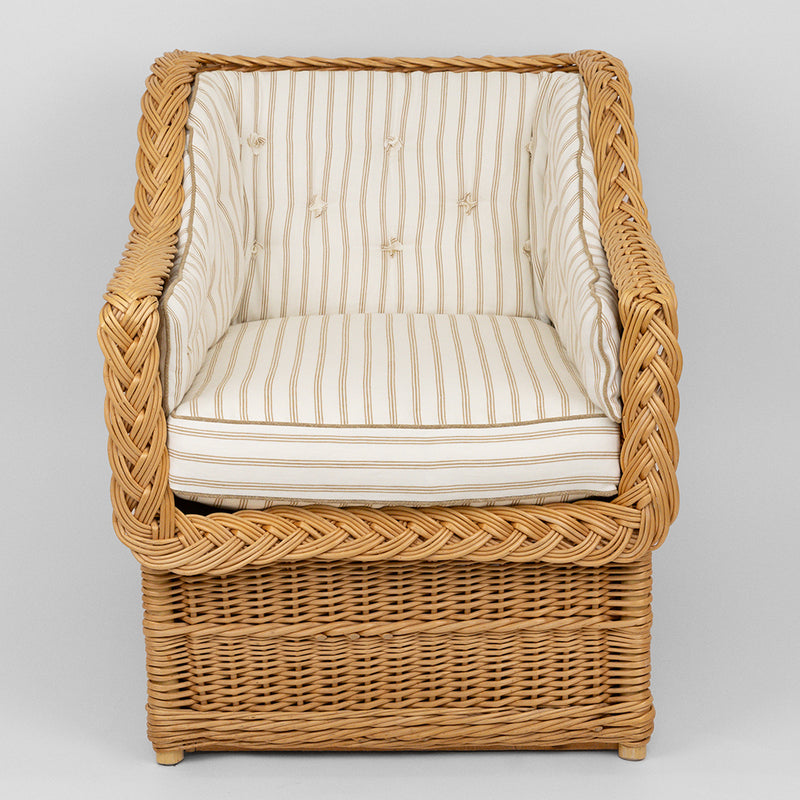 A Pair of Rattan Club Chairs in the Style of Michael Taylor