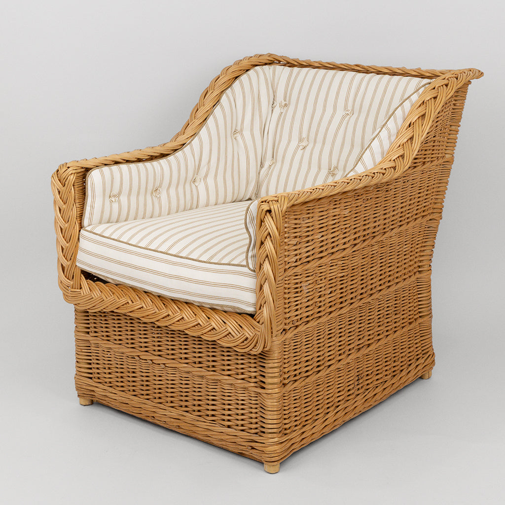 A Pair of Rattan Club Chairs in the Style of Michael Taylor